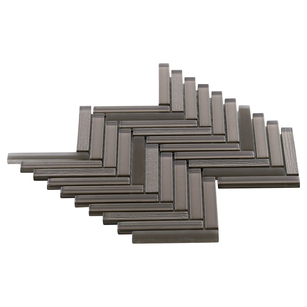 Brown Cold Spray Crystal Glass Herringbone Mosaic Tile Kitchen Wall Backsplash