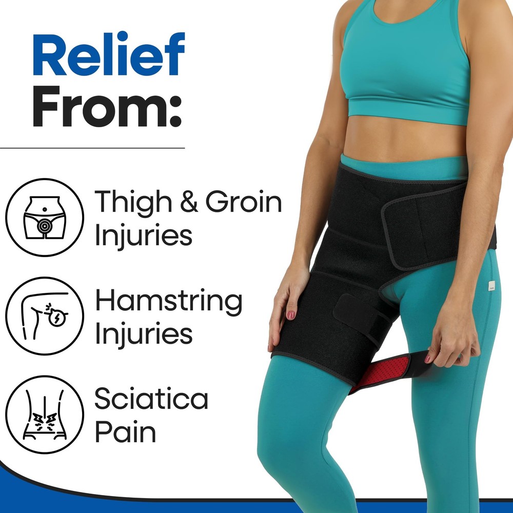Hip Brace Thigh Compression Sleeve | Sciatica Pain Relief Device | Hamstring & G