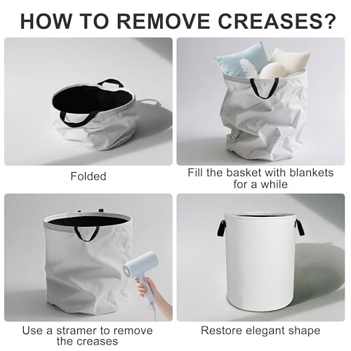 Blue Laundry Basket Laundry Hamper With Handles Collapsible Laundry Marble