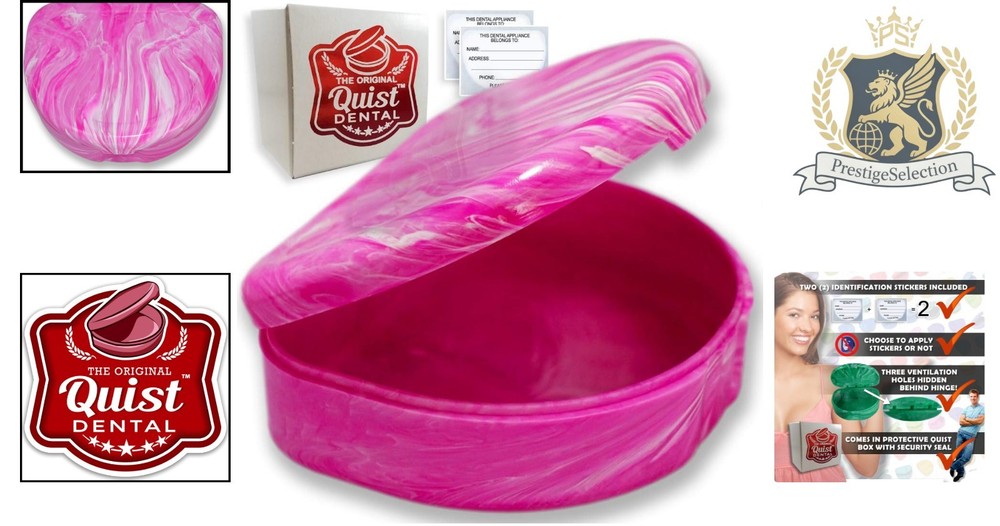 Durable Glossy Pink Orthodontic Case with Identification Stickers for Teens