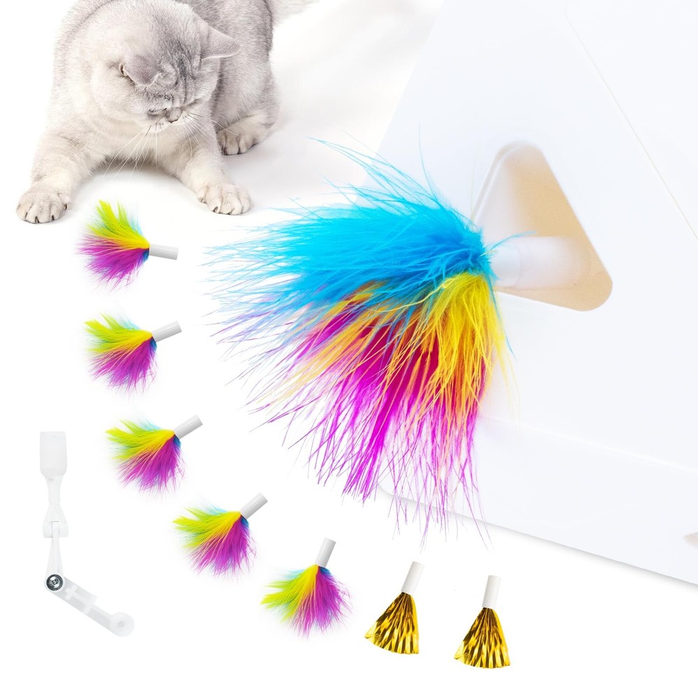 Migipaws Upgrade Rainbow Feather Replacement for Cat Magic Box, 6pcs Rainbow Fea
