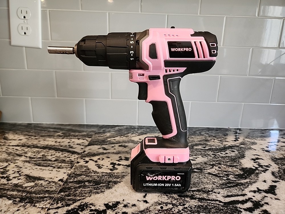 WORKPRO Cordless Pink Drill Drill And Battery Only