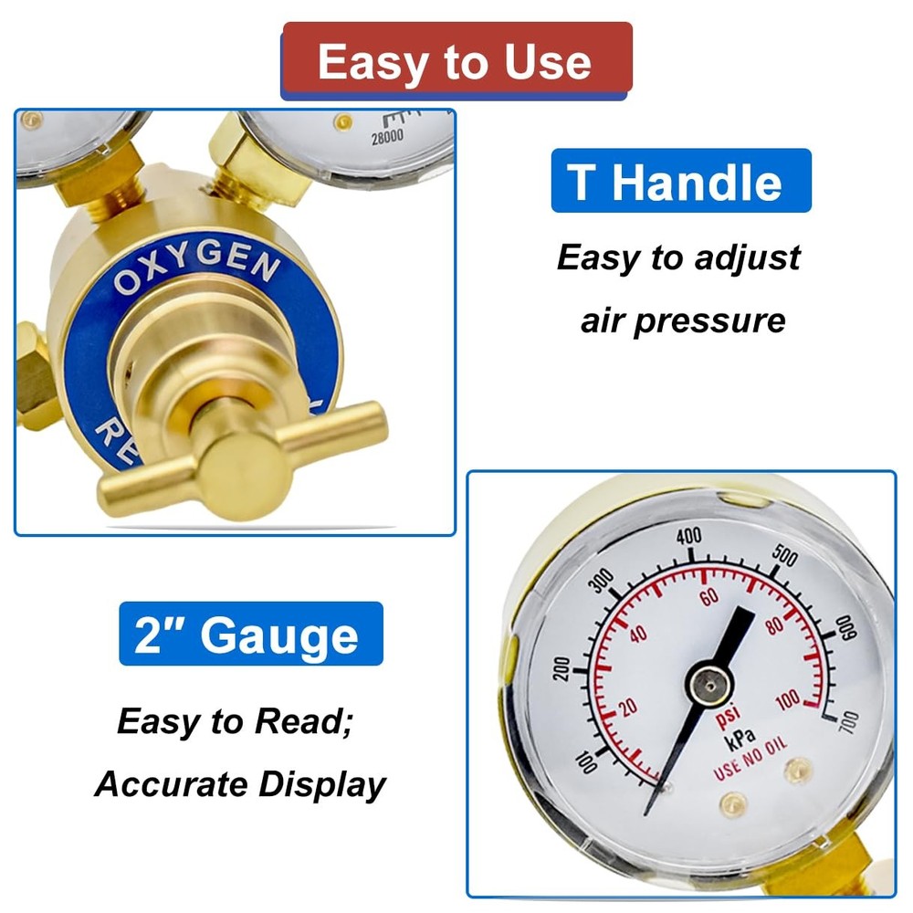 Oxy Acetylene Regulators, 2 Pieces Oxygen and Regulator Set, Green