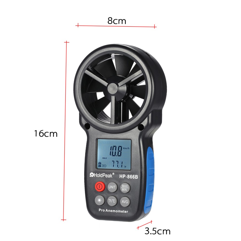 Portable Digital Anemometer Wind Velocity Temp Tester LCD S6H8