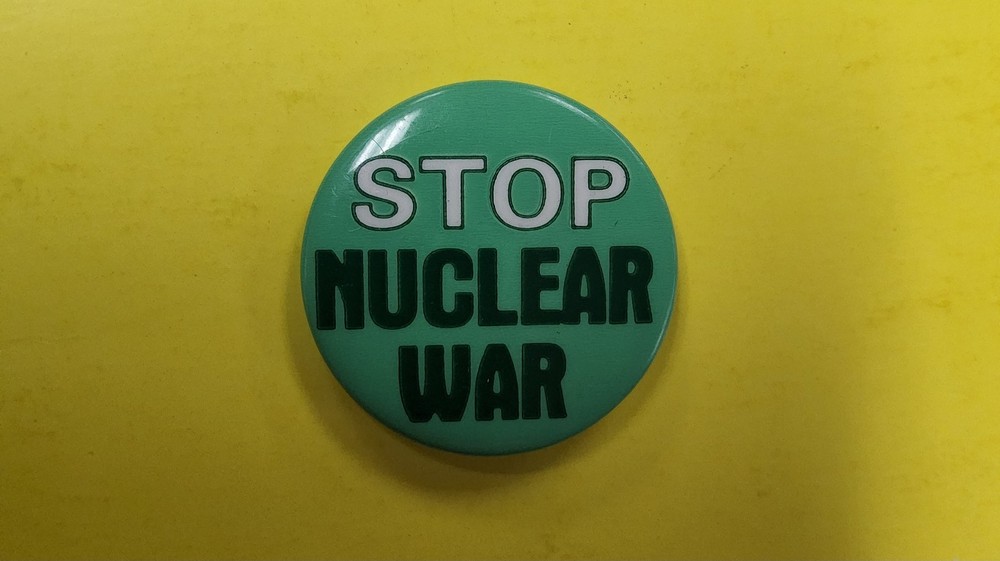 Stop Nuclear War Vintage Pin 1 1/2 X 1 1/2