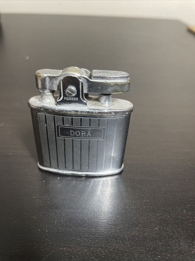 Vintage Ronson Standard lighter engraved Dora name / dent