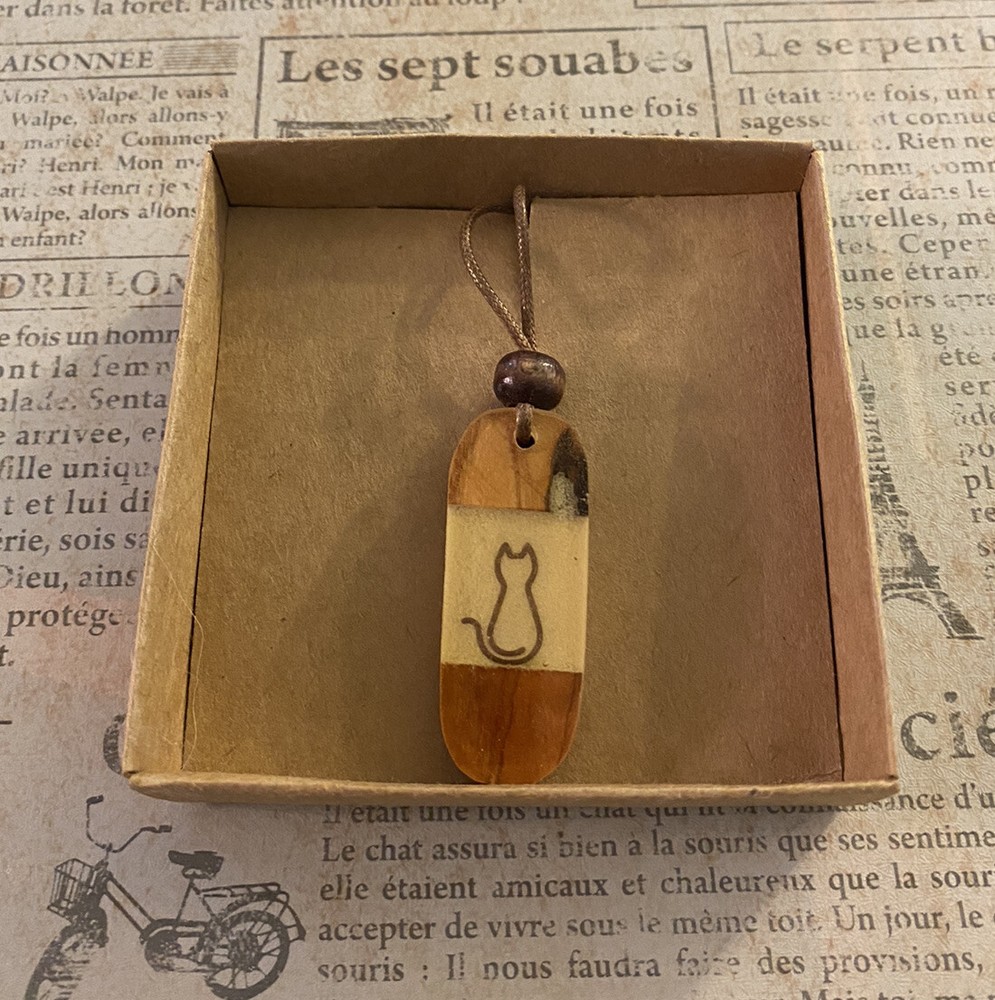 Olive Wood Epoxy Necklace Handmade
