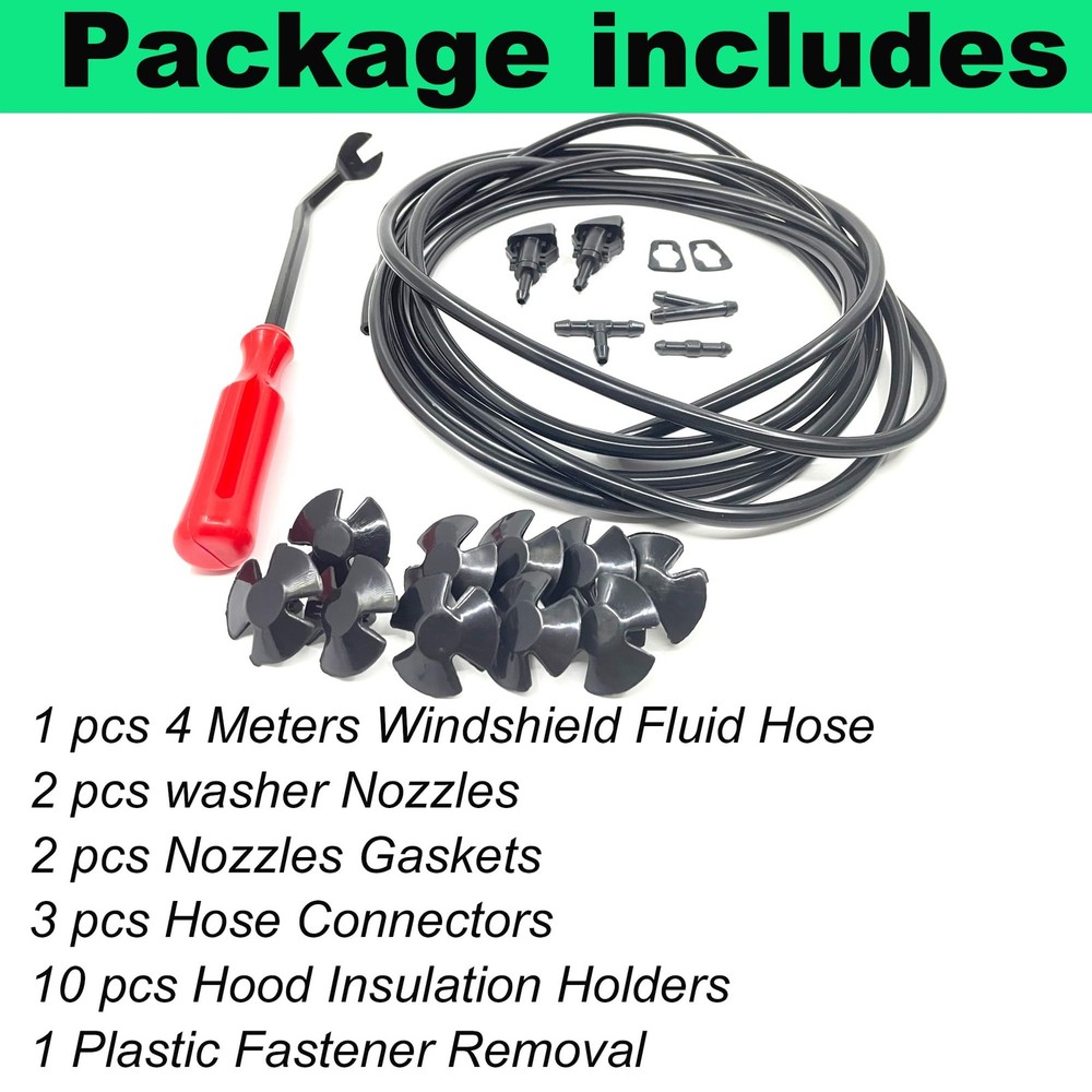 Front Windshield 47.6 cubic inches, Washer Nozzles kit