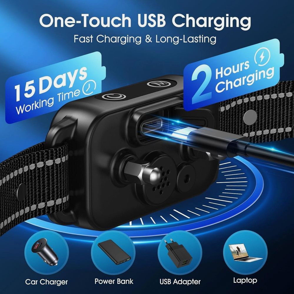 DINJOO Smart Bark Training Collar, Rechargeable, TC03Pro, Adjustable Collar