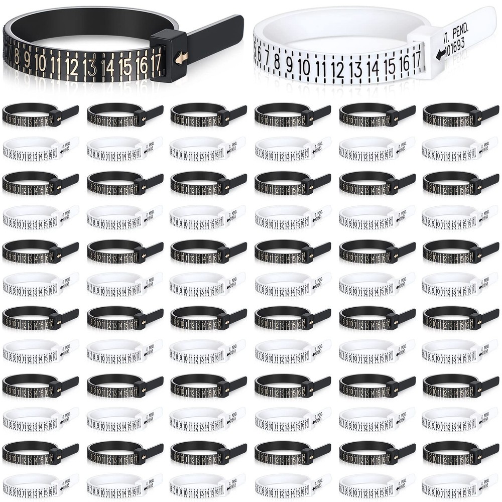Xuhal 100 Pack Plastic Ring Sizer Bulk Reusable Finger Size white, black