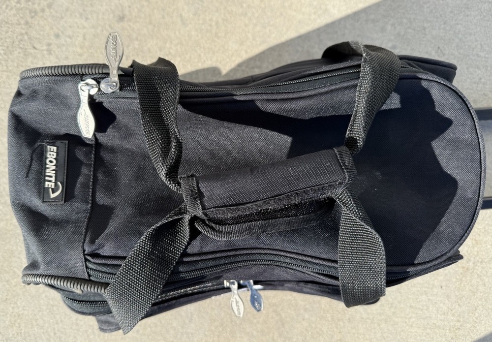 Ebonite 2 Ball Transport Telescoping Rolling Bowling Bag Black Great Condition
