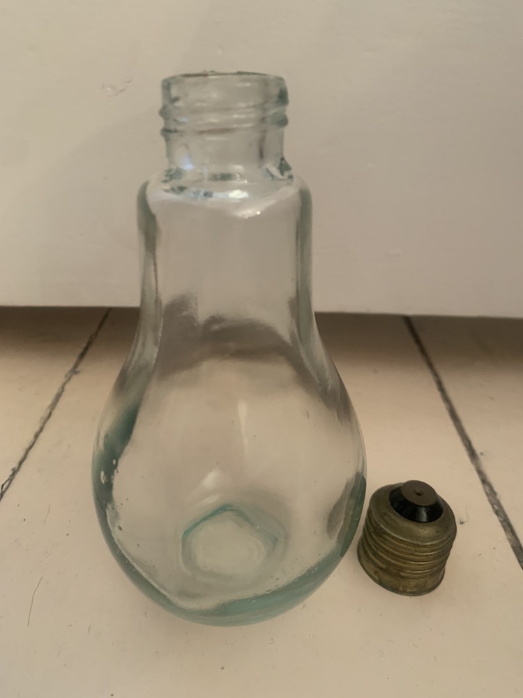 Vintage Lightbulb-Shaped Glass Container with Screw Cap | Industrial Decor