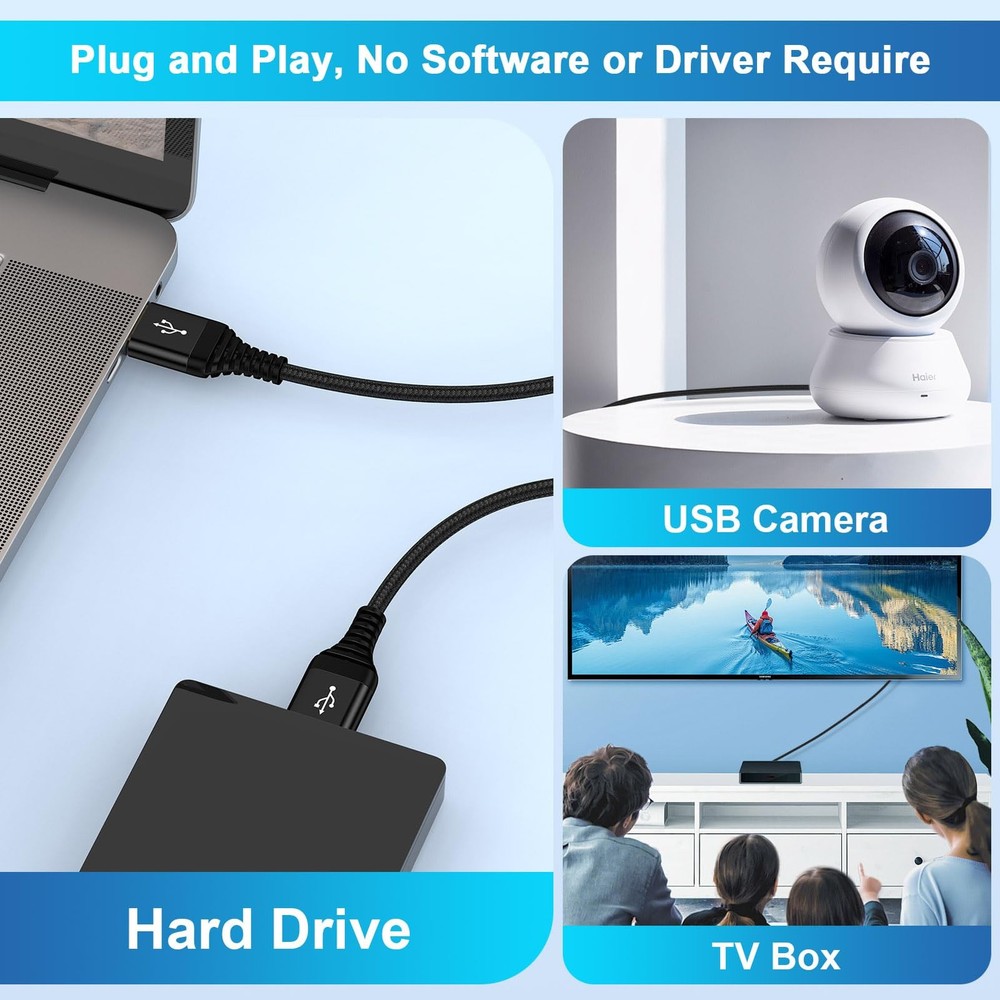 USB to Cable, 6FT 2 Pack A A Cable Male USB2.0