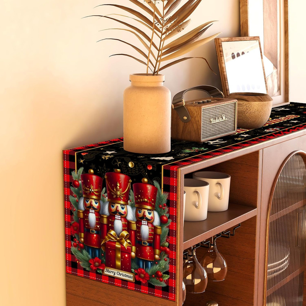 Black Nutcracker Christmas Table Runner African American Nutcracker Tableclot...