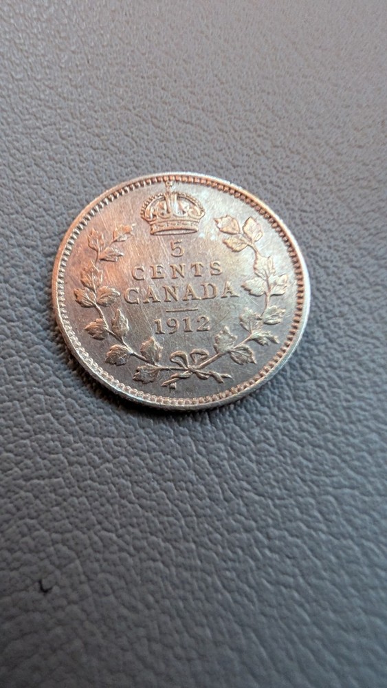 1912 Silver Canada 5 Cent, EF Detail, (AA45)