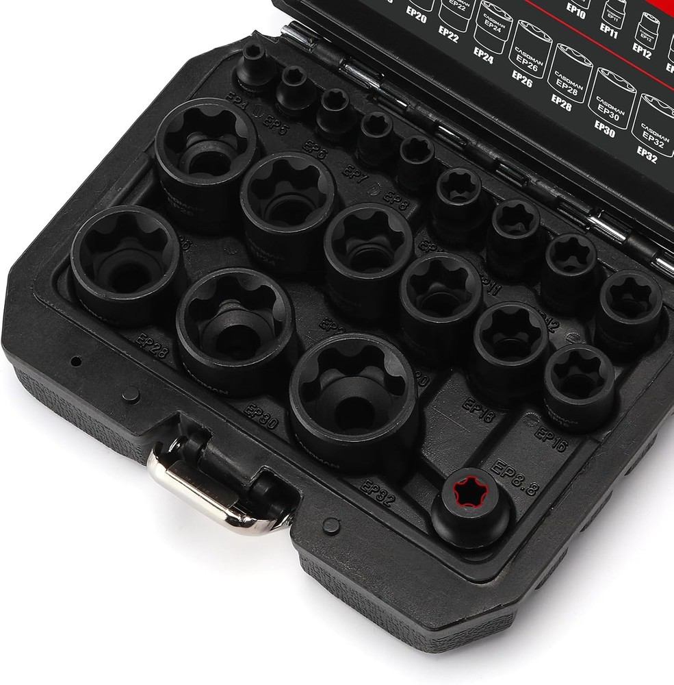 CASOMAN 19PCS External Torx Plus Socket Set, 6 & 5 Point EP Sockets