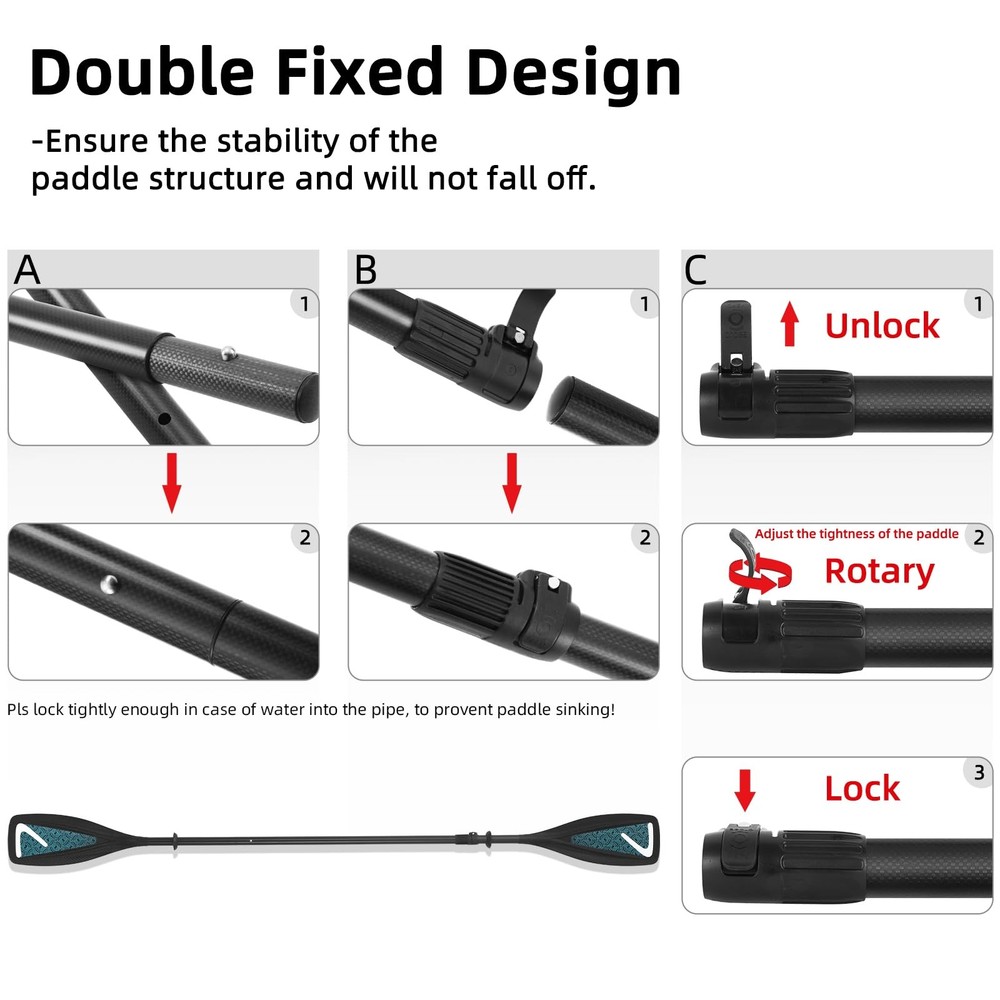 Carbon SUP Paddle 4 Piece Adjustable Kayak Paddle Stand up Paddleboard Paddle...