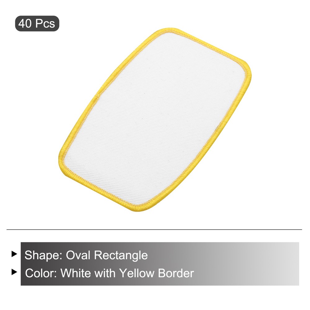 40pcs Sublimation Patch Blank Oval Rectangle White with Yellow Border