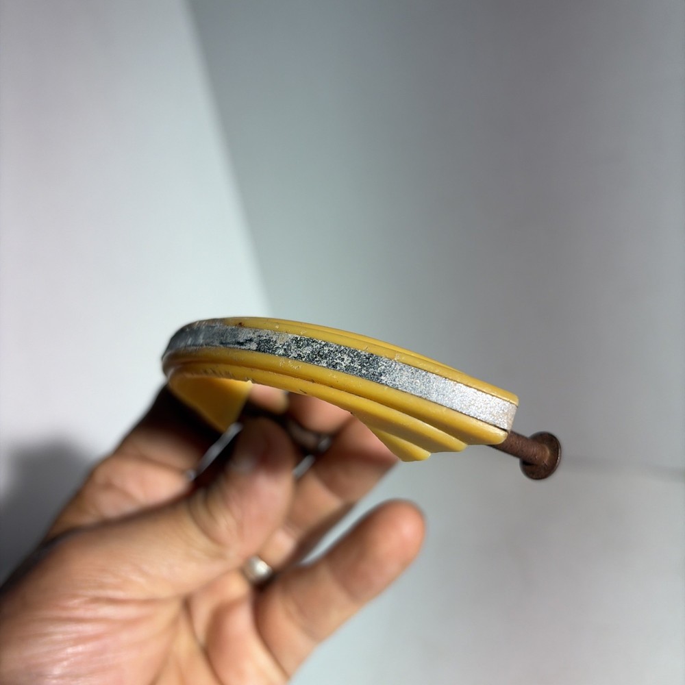 Vintage Art Deco Single Yellow Bakelite Drawer Pull Handle