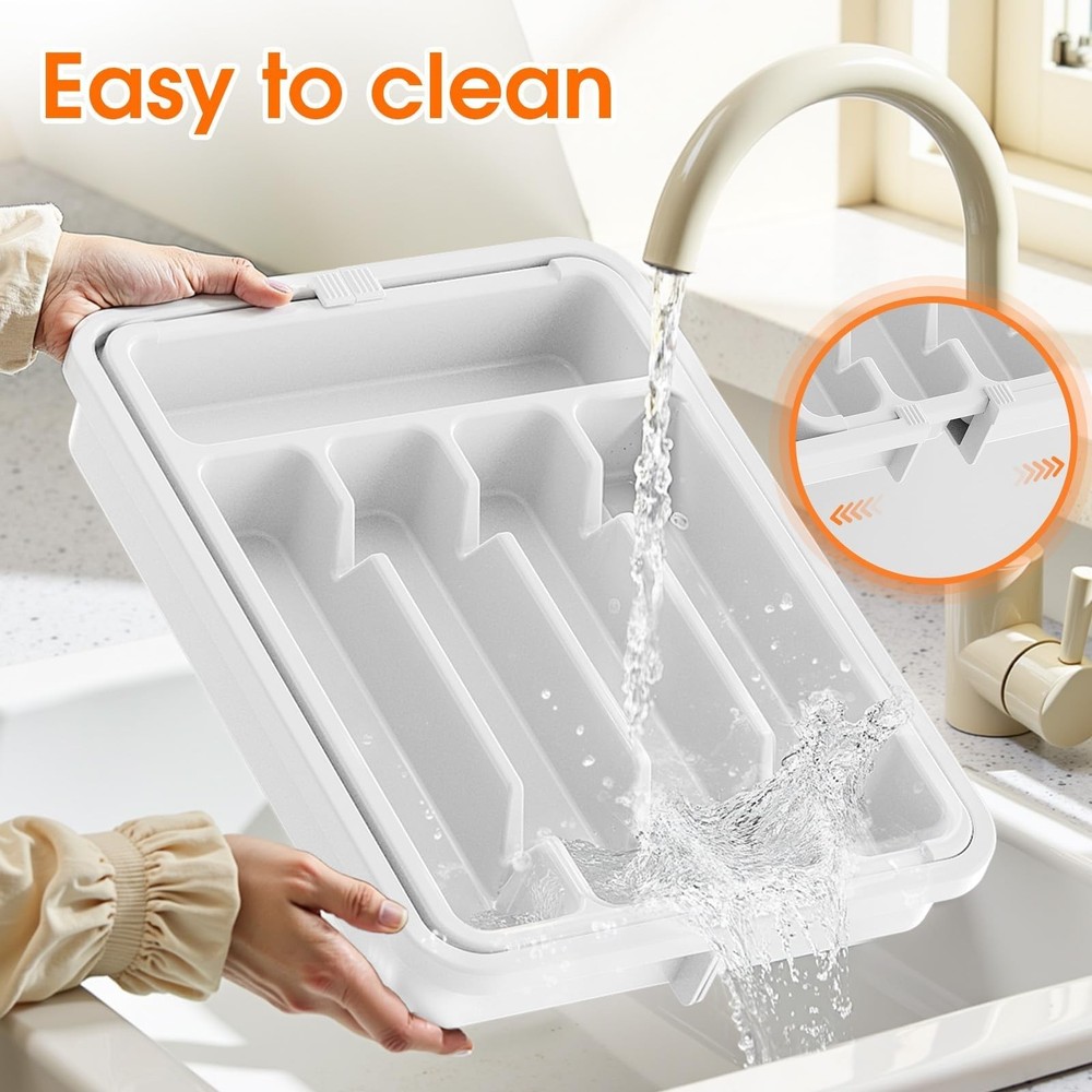Silverware Organizer，Adjustable & Expandable Utensil Drawer Organizer, BP
