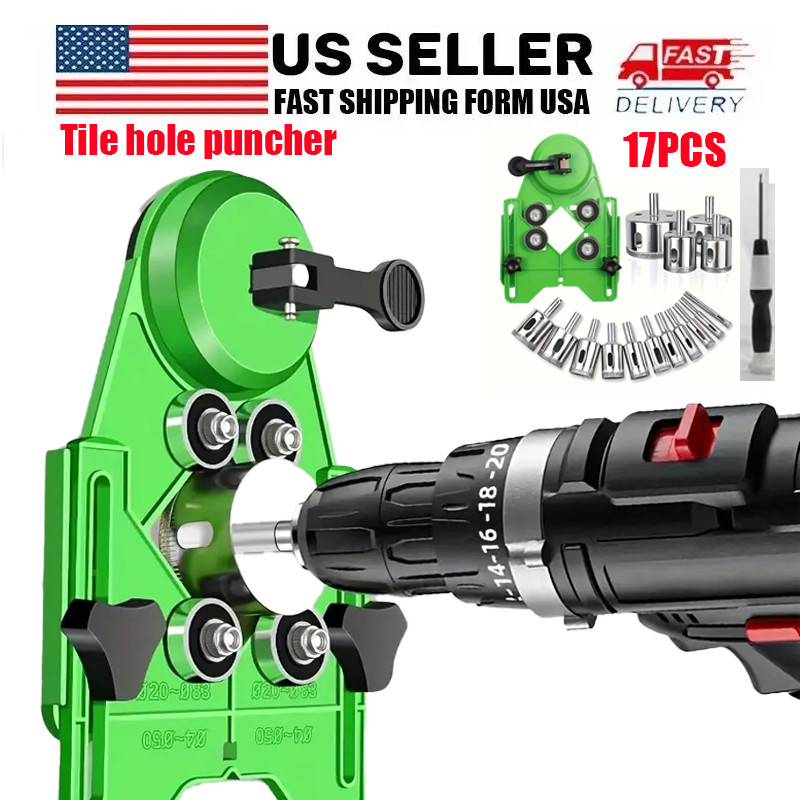 17Pcs Diamond Hole Saw Drill Bit Tool Set Glass Tile Ceramic Marble Cut Guide
