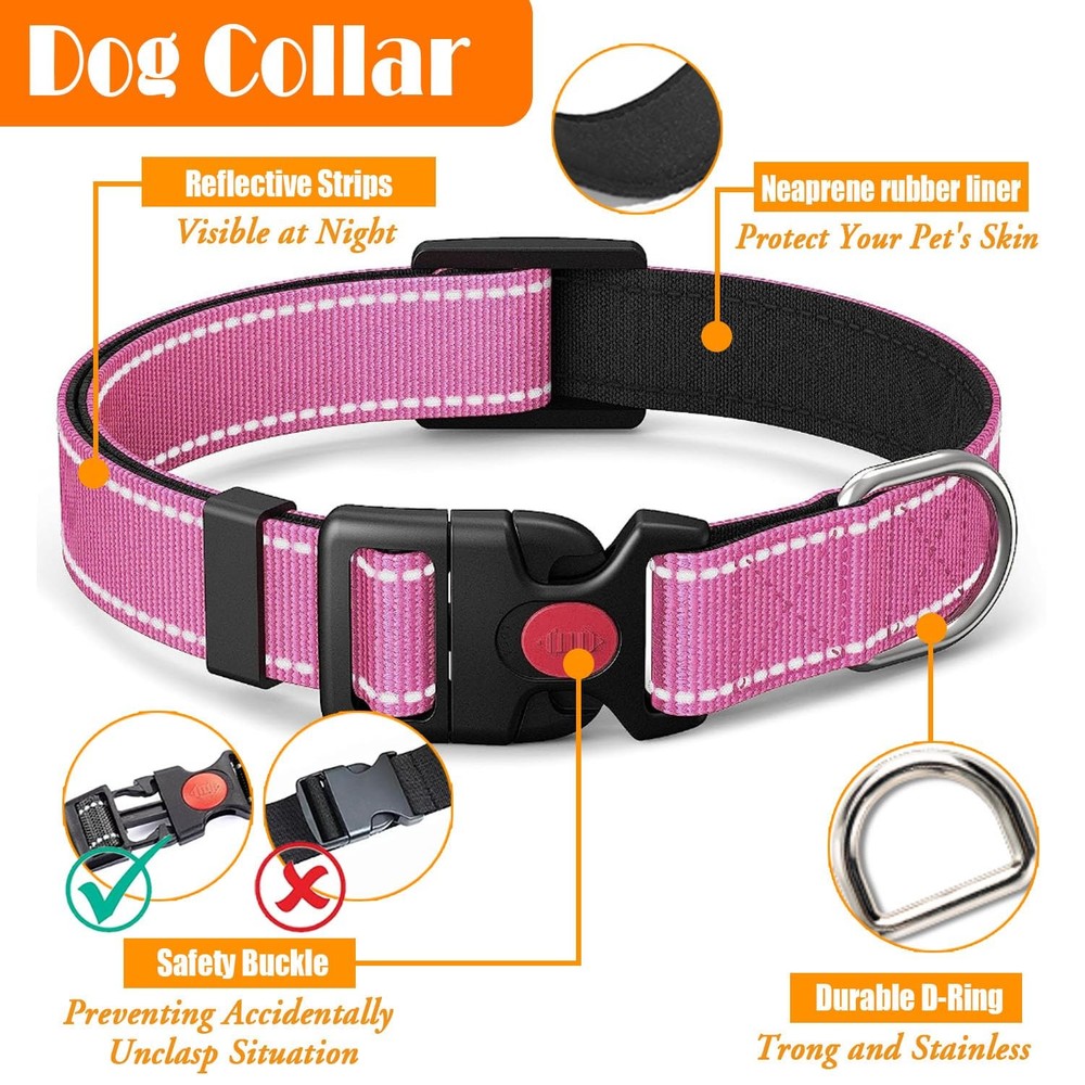 No Pull Dog Harness, Collar & Leash Set | Includes Dog Seat Belt, Collapsible...