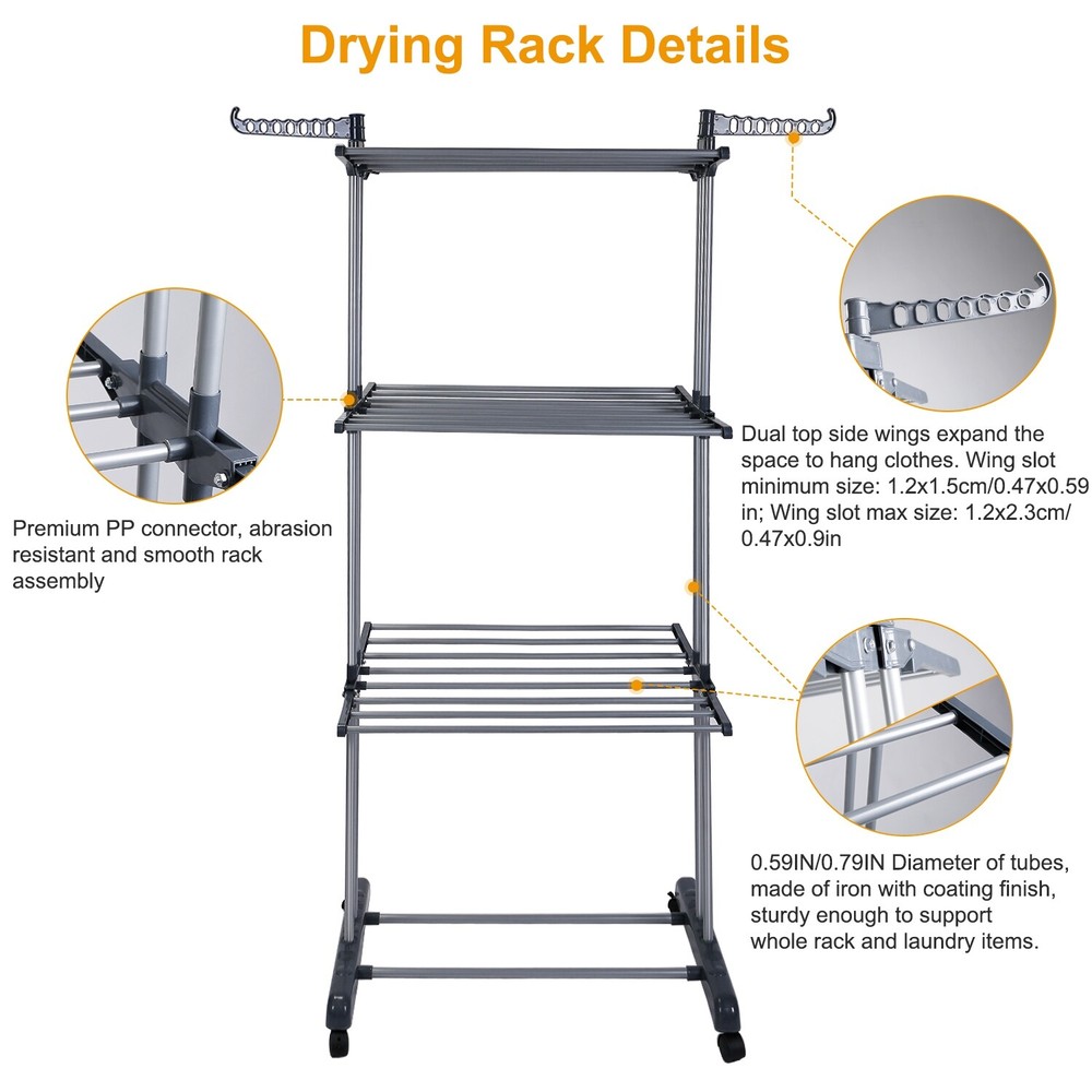 88LBS Load Folding Laundry Drying Rack Foldable Cloth Dryer Hanger Stand Storage