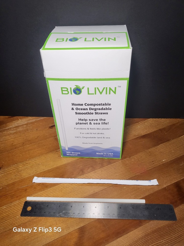 100 Straws Individually Wrapped 100% Plant-Based Compostable - Biodegradable