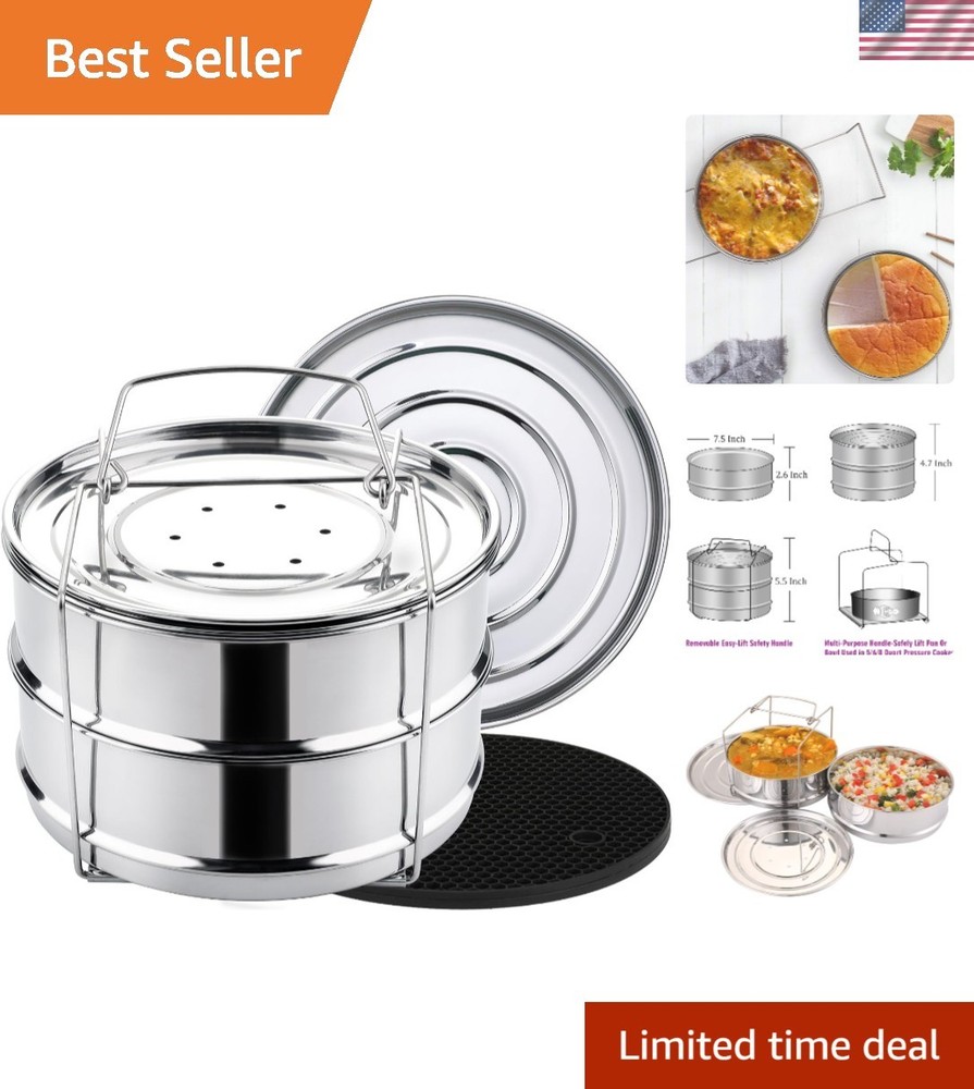 Stackable Steamer Insert Pans for 6/8 Qt Instant Pot -  Stainless Steel