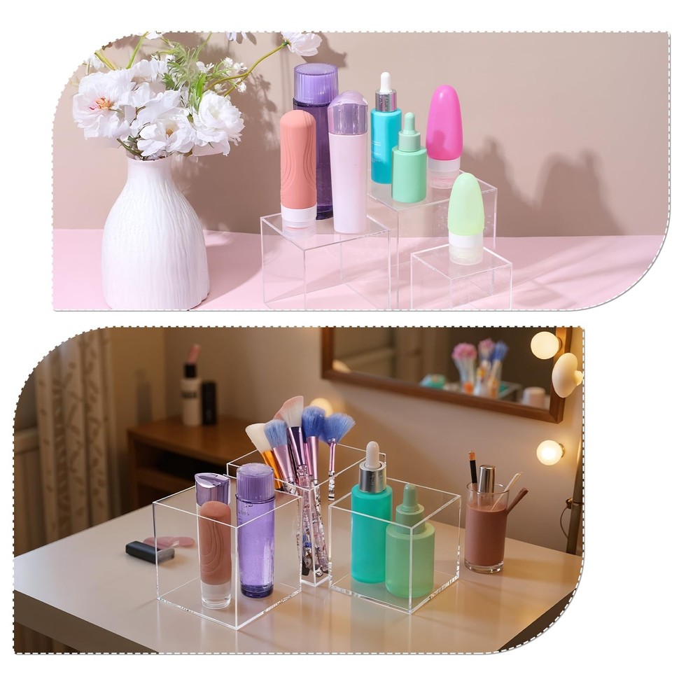 3 Pcs Acrylic Boxes for Display, 3" 4" 5" Small Square Clear Acrylic Cube wit...