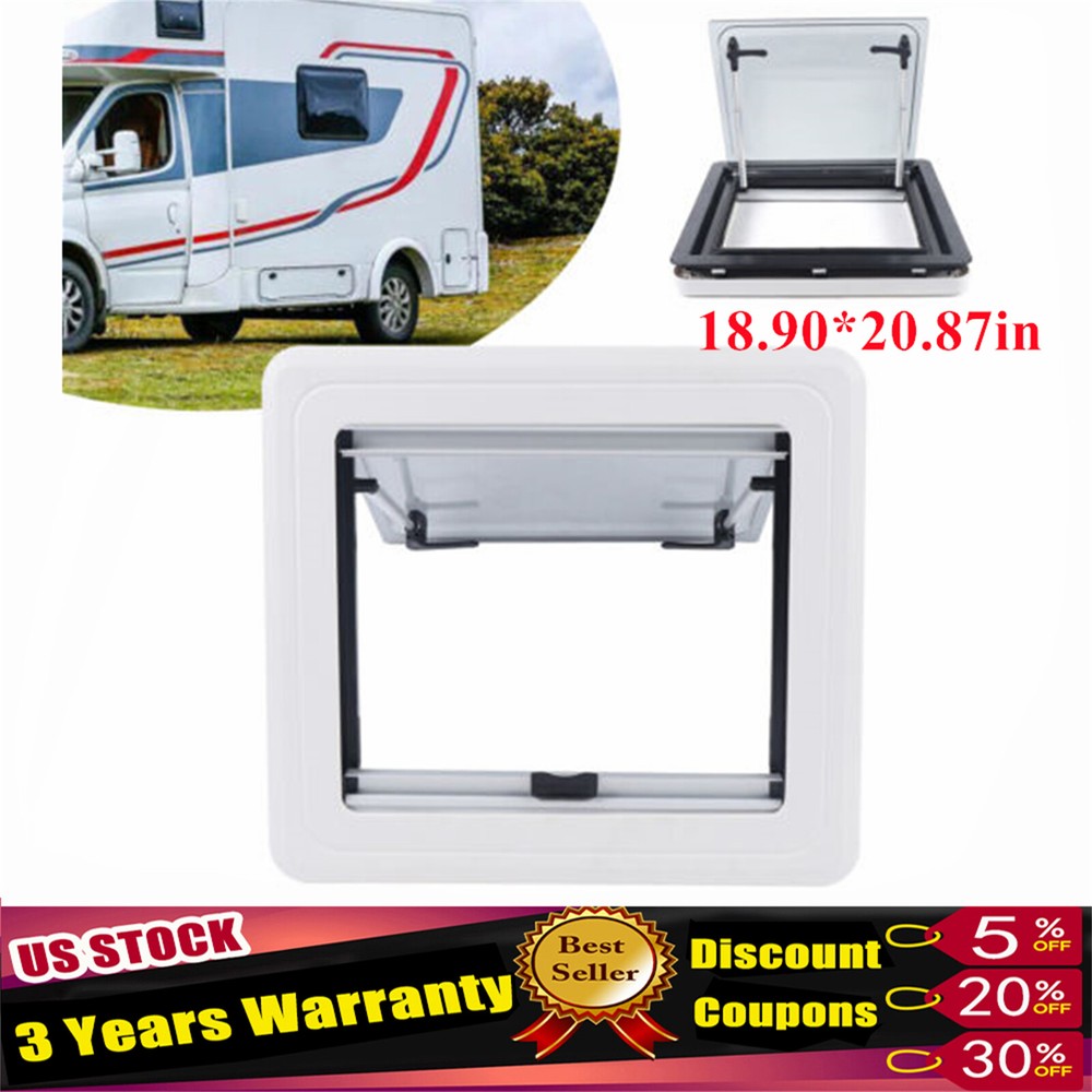 RV Caravan Hinged Push Out Window Top-Hung Camper Skylight Hatch Vents 450*500mm