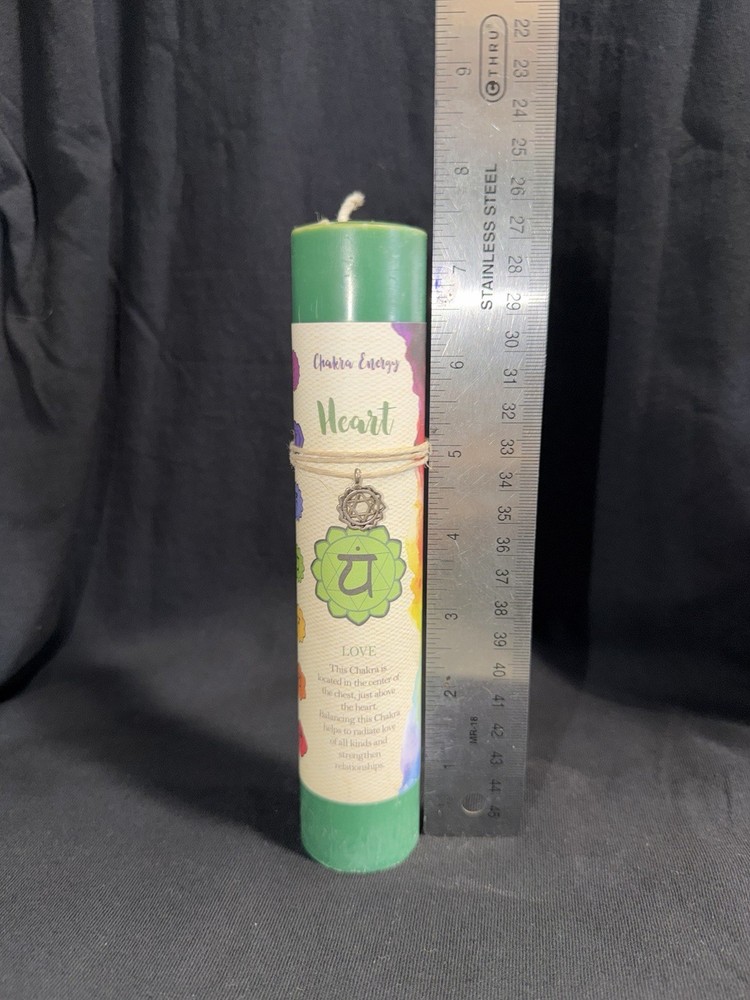 Heart Chakra Pillar Candle with Pendant
