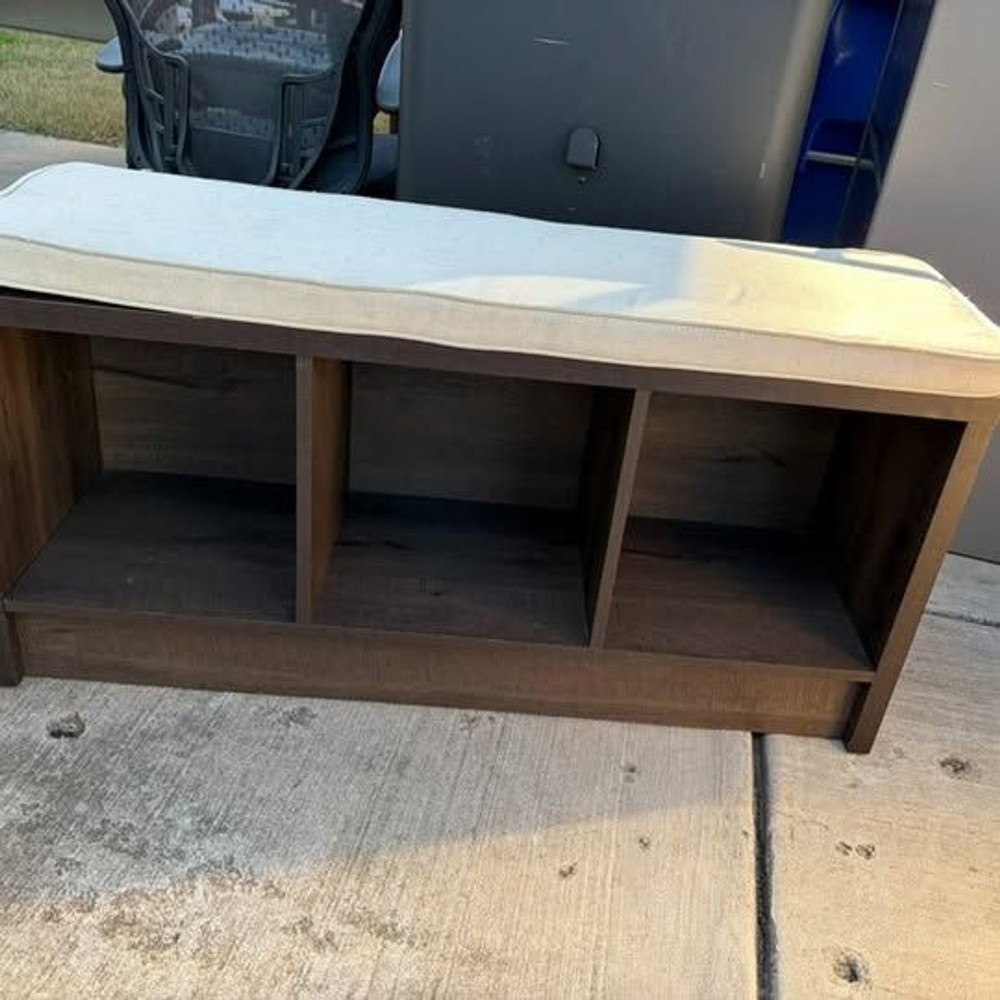 padded bench with storage