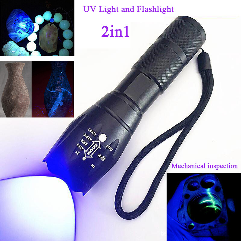 Ultra bright 250000lm ultraviolet flashlight Ultraviolet flashlight black light