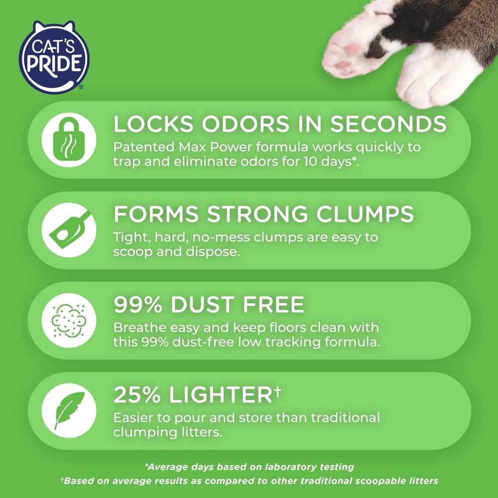Powerful Multi-Cat Litter - 10 Days Odor Control, Strong Clumping, 15 lbs
