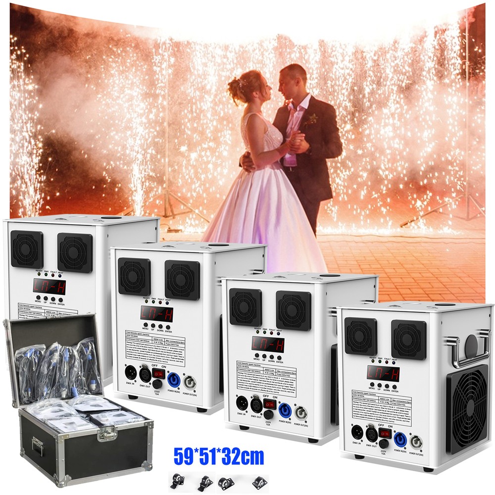 4Pcs 700W Cold Spark Firework Machine Special Stage Effect Machine W/Flight Case
