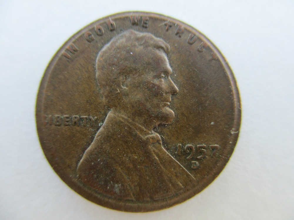 1957-D Partial Collar Lincoln Wheat Cent Fine