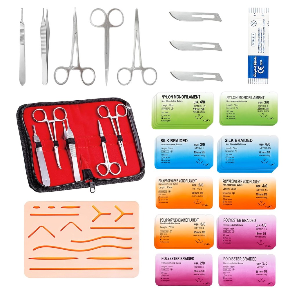 Suture Practice Complete Kit for Students (30 Pieces) Include Reusable Upgrad...
