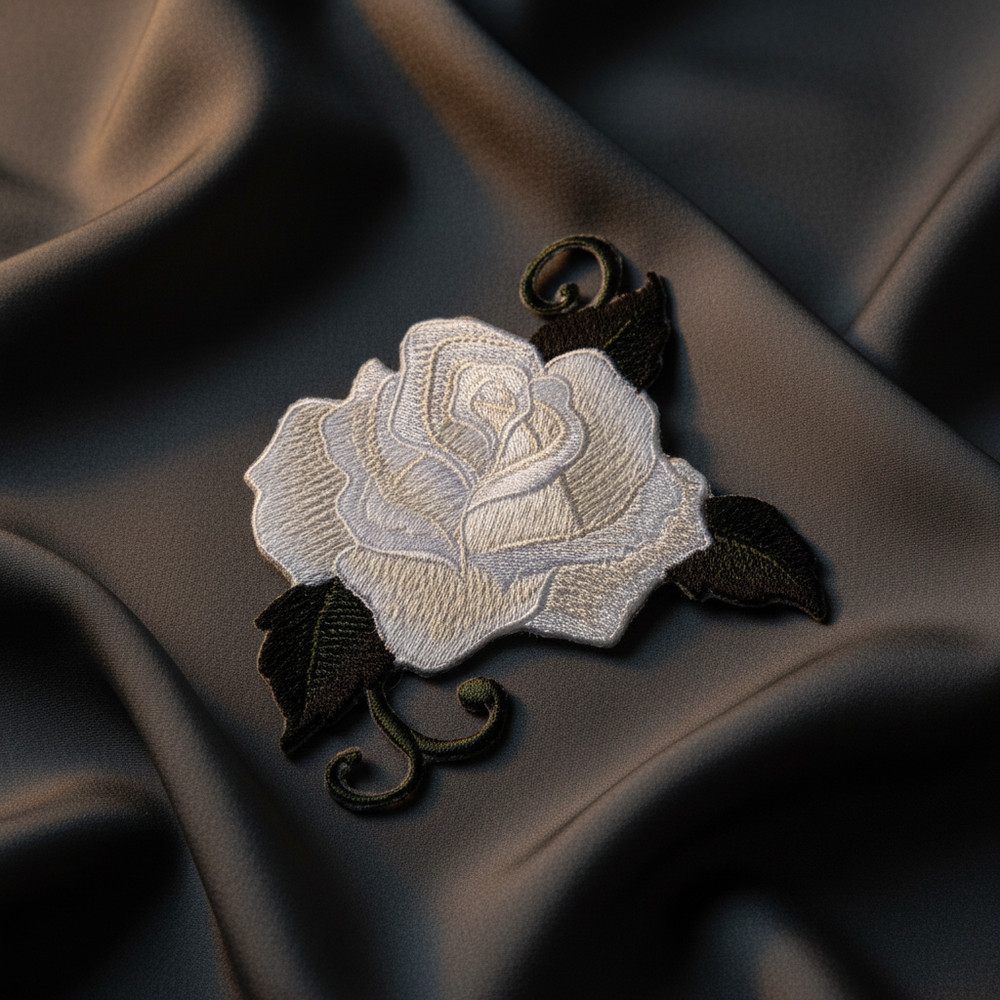 White Rose Embroidered Patch | Made in USA
