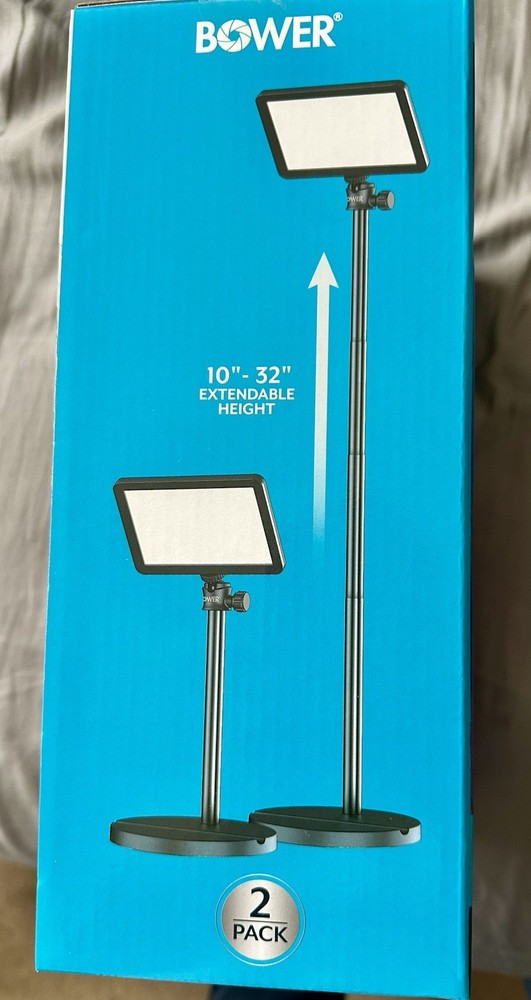 NEW Bower 8” RGB LED Creator Light Kit 2-Pack w/ 32” Extendable Stands