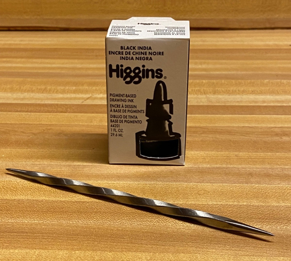 Single Twisted Scriber Tool Needle for Intaglio and Dry Point Etching: with Ink