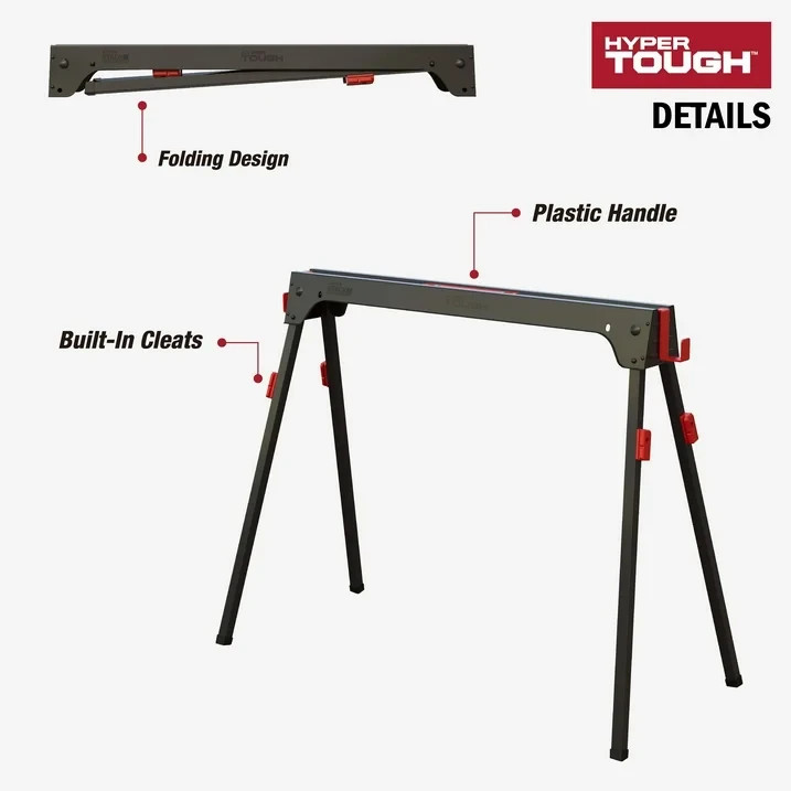 Hyper Tough Hyper Stack Foldable Metal Sawhorse, 450-lb Capacity