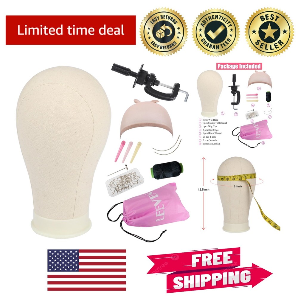 Durable Polyurethane Canvas Wig Head - Lightweight 22 Inch Styling Solution
