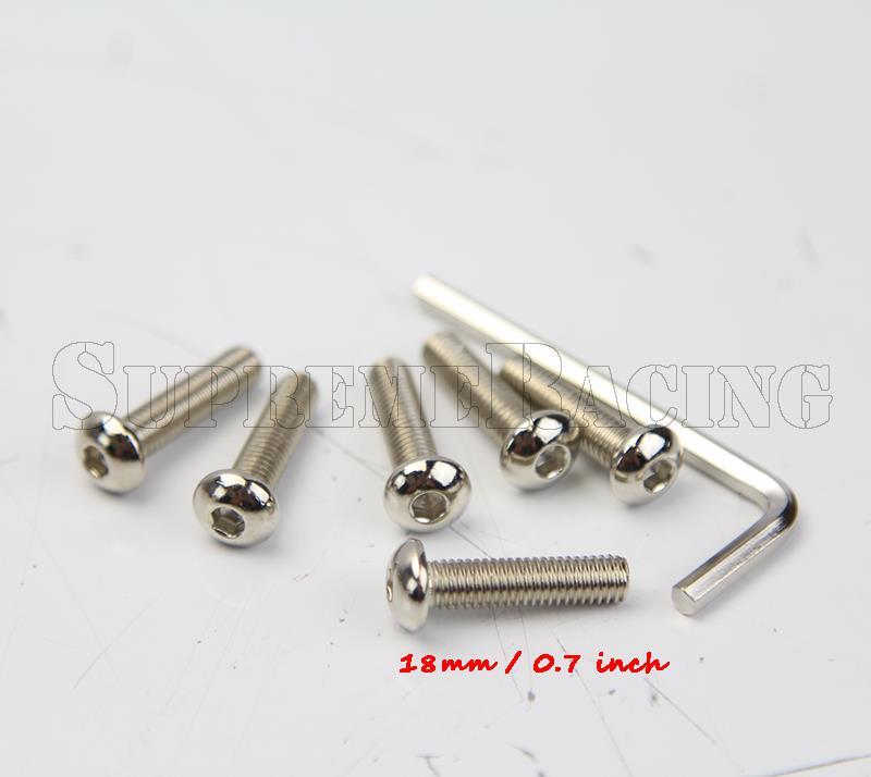 18mm Long 6 Bolt Pattern Racing Steering Wheel's Flat Bolt / Screw Kit Chrome