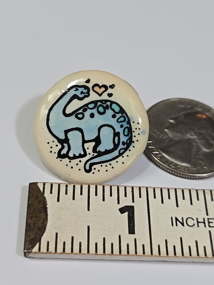 Blue Dinosaur Lapel Pin Ceramic Hand Painted