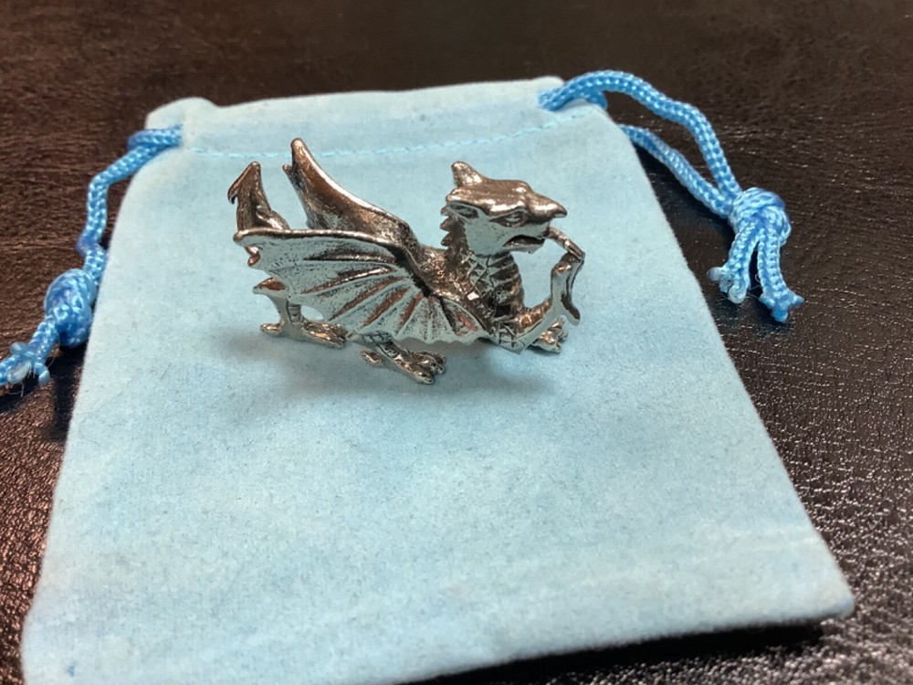 Welsh Dragon 3D Silver Pewter Mini Figure (W)