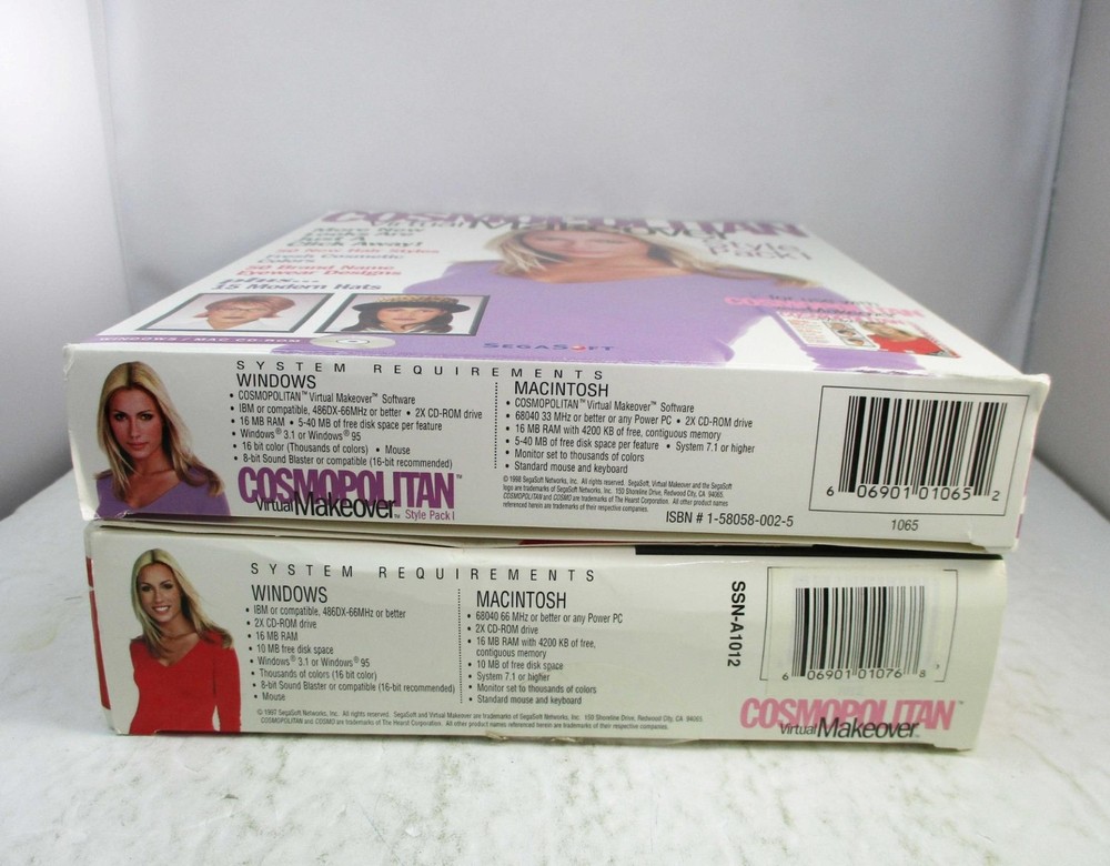 1997 SegaSoft Cosmopolitan Virtual Makeover & Style Pack - PC & Mac CD-ROM w/Box