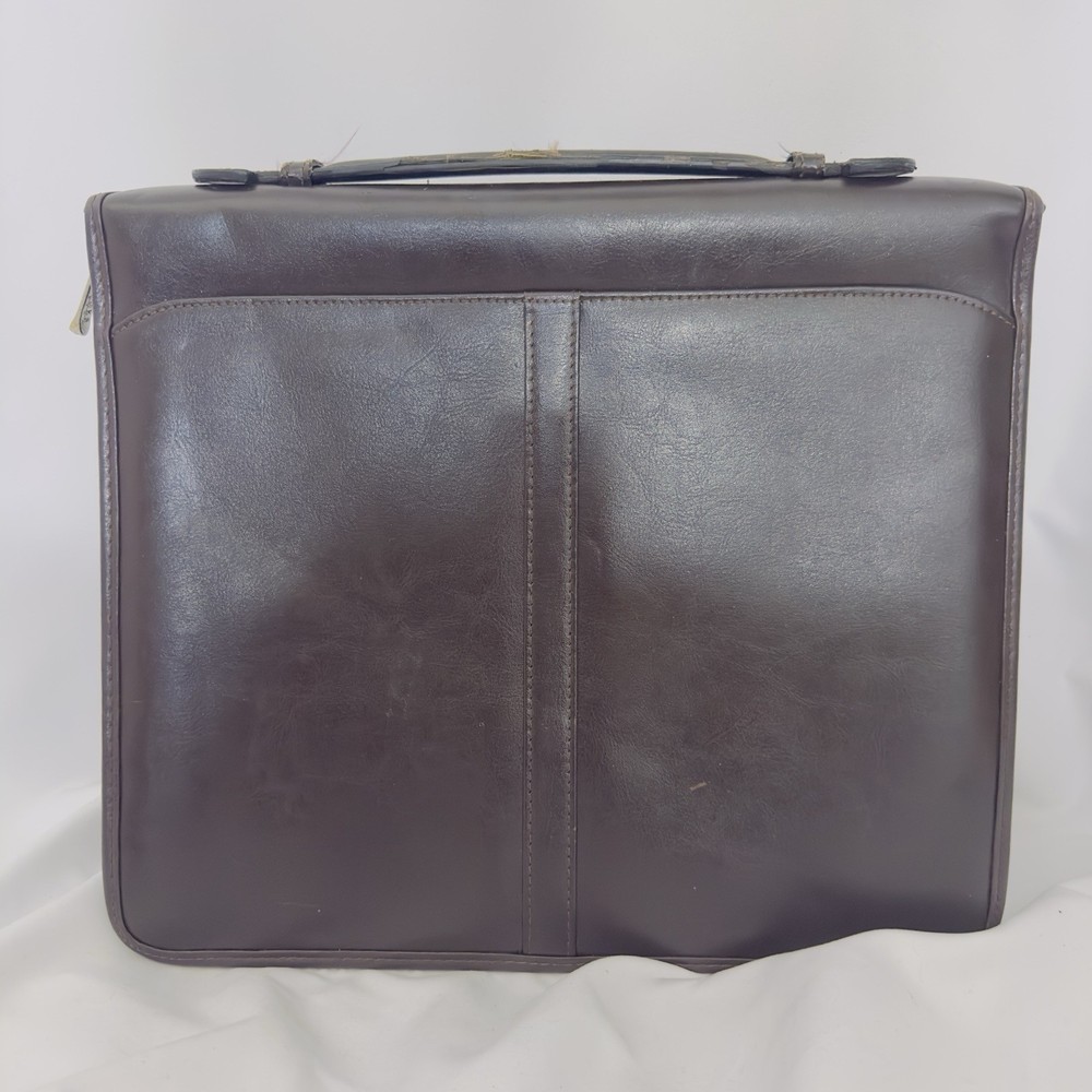Leather Document Holder Paper Organizer Brief Case Portfolio Carry Handle- Nice!