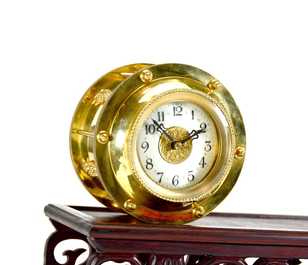 French Mystery Gravity Driven Gold Incline Rolling Clock - No Spring or Battery