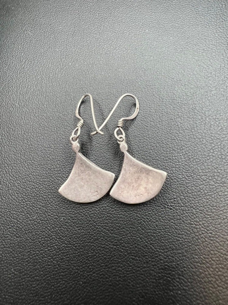 Sterling Silver Turquoise Dangle Earrings 1 1/2" in Excellent Condition